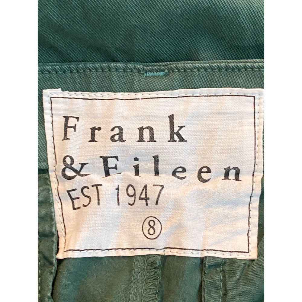 Frank & Eileen Womens Wicklow Chino Pants 8 Green Raw Hem Italian Cotton Classic - Picture 9 of 12